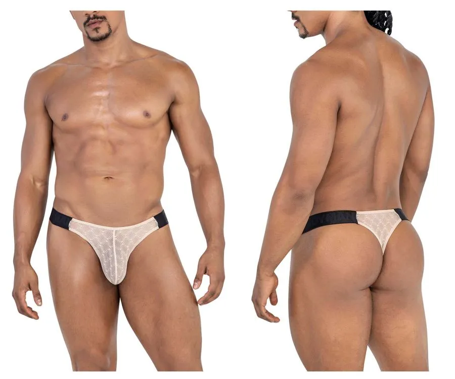 Clothing_Candyman_Mens Underwear CandyMan 99771 Mesh Thongs Color Beige