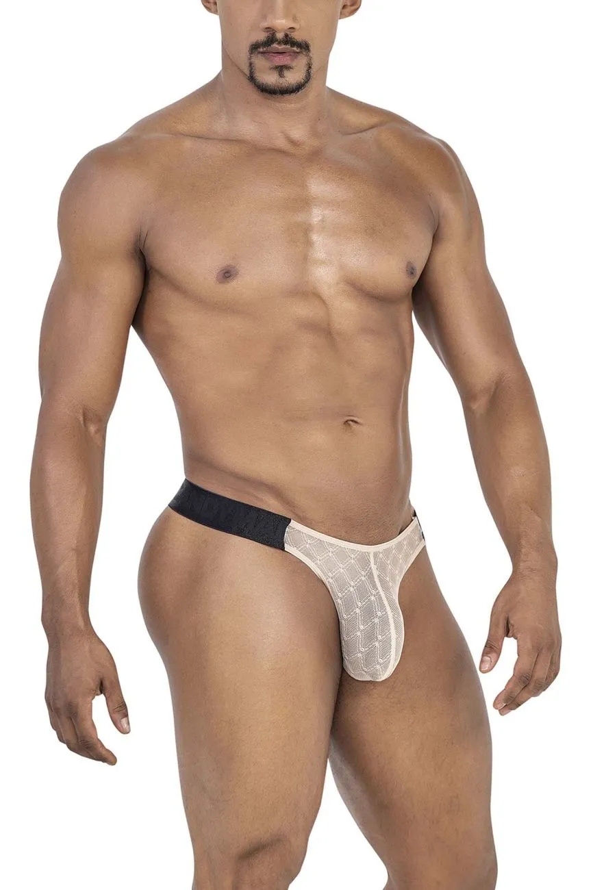 Clothing_Candyman_Mens Underwear CandyMan 99771 Mesh Thongs Color Beige