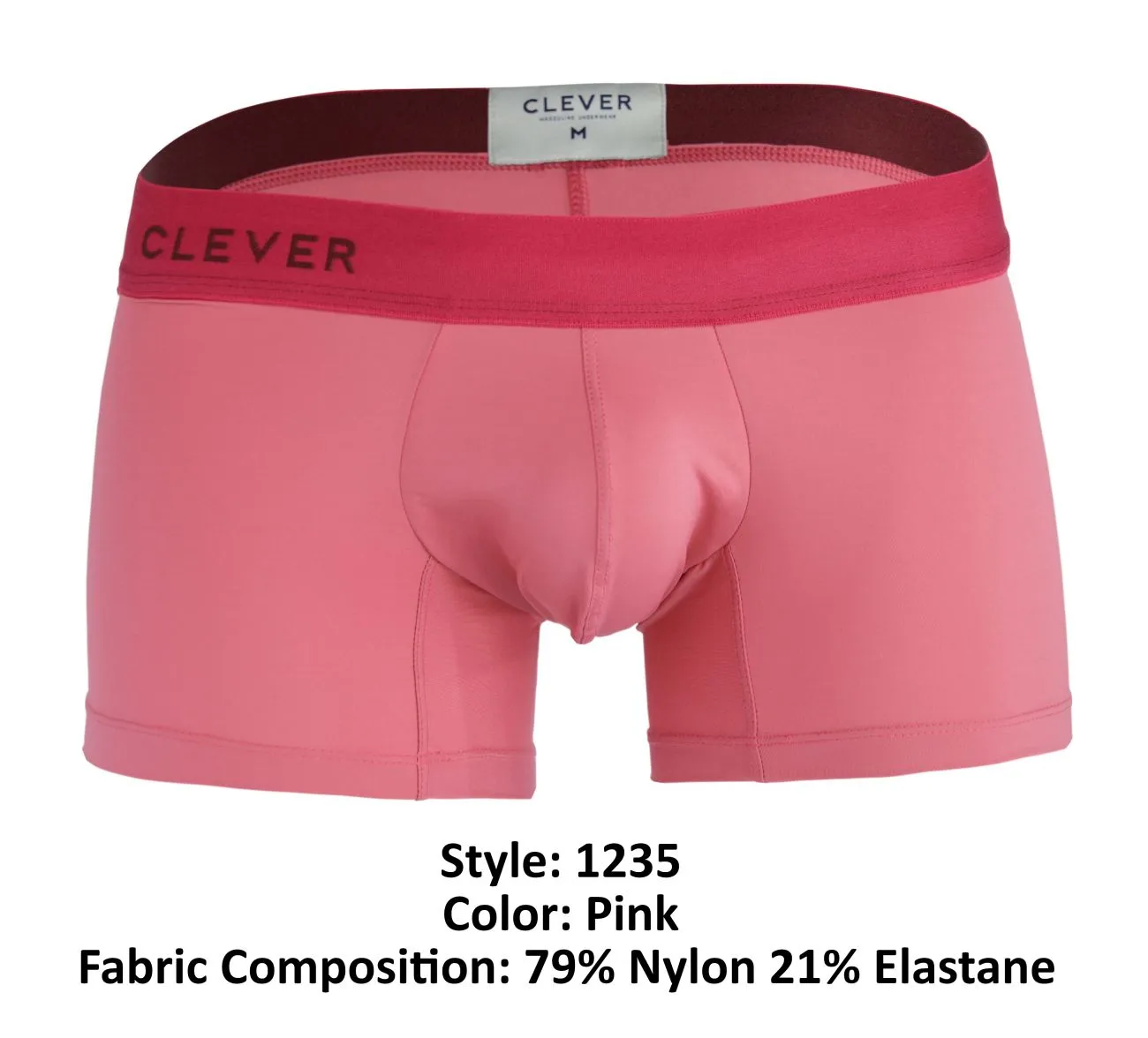 Clothing_Clever_Mens Underwear Clever 1235 Fervor Trunks Color Pink
