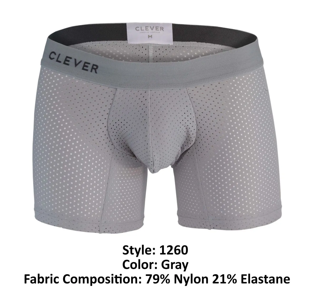 Clothing_Clever_Mens Underwear Clever 1260 Euphoria Boxer Briefs Color Gray