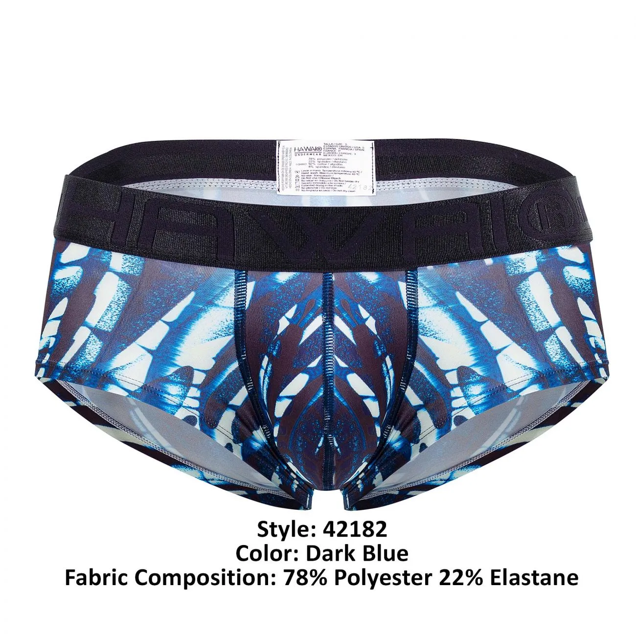 Clothing_Hawair_Mens Underwear HAWAI 42182 Printed Microfiber Briefs Color Dark Blue