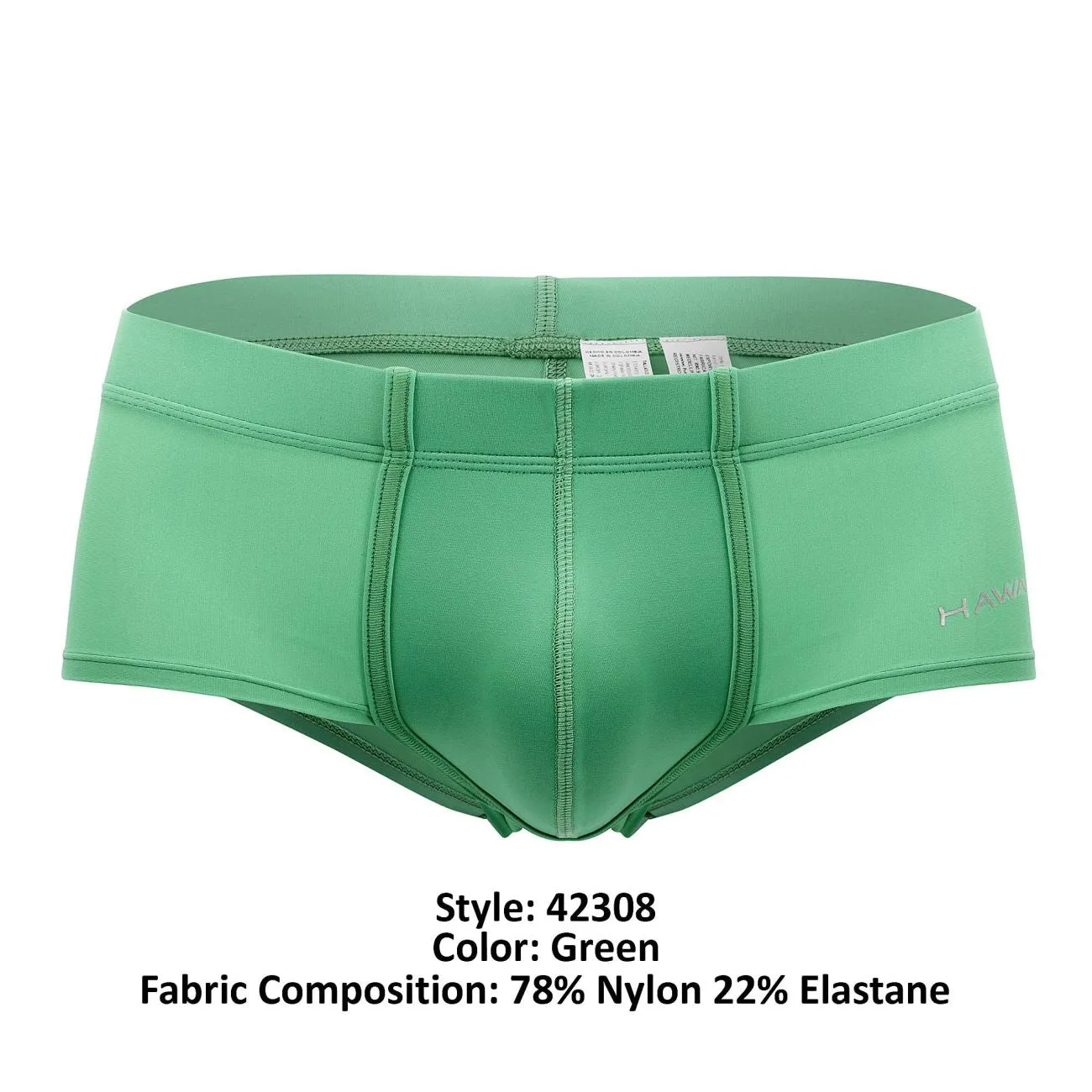 Clothing_Hawair_Mens Underwear HAWAI 42308 Microfiber Trunks Color Green