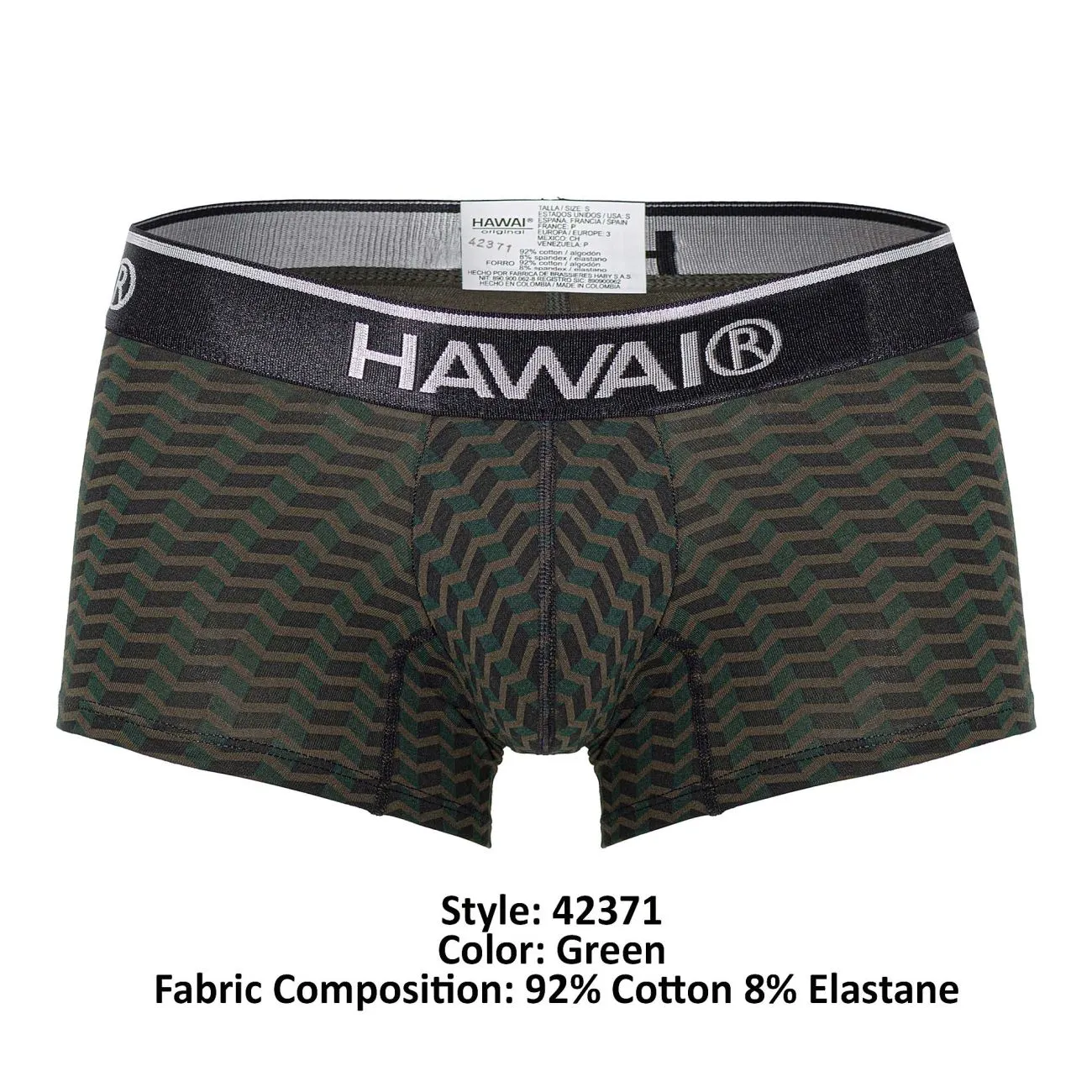 Clothing_Hawair_Mens Underwear HAWAI 42371 Printed Trunks Color Green
