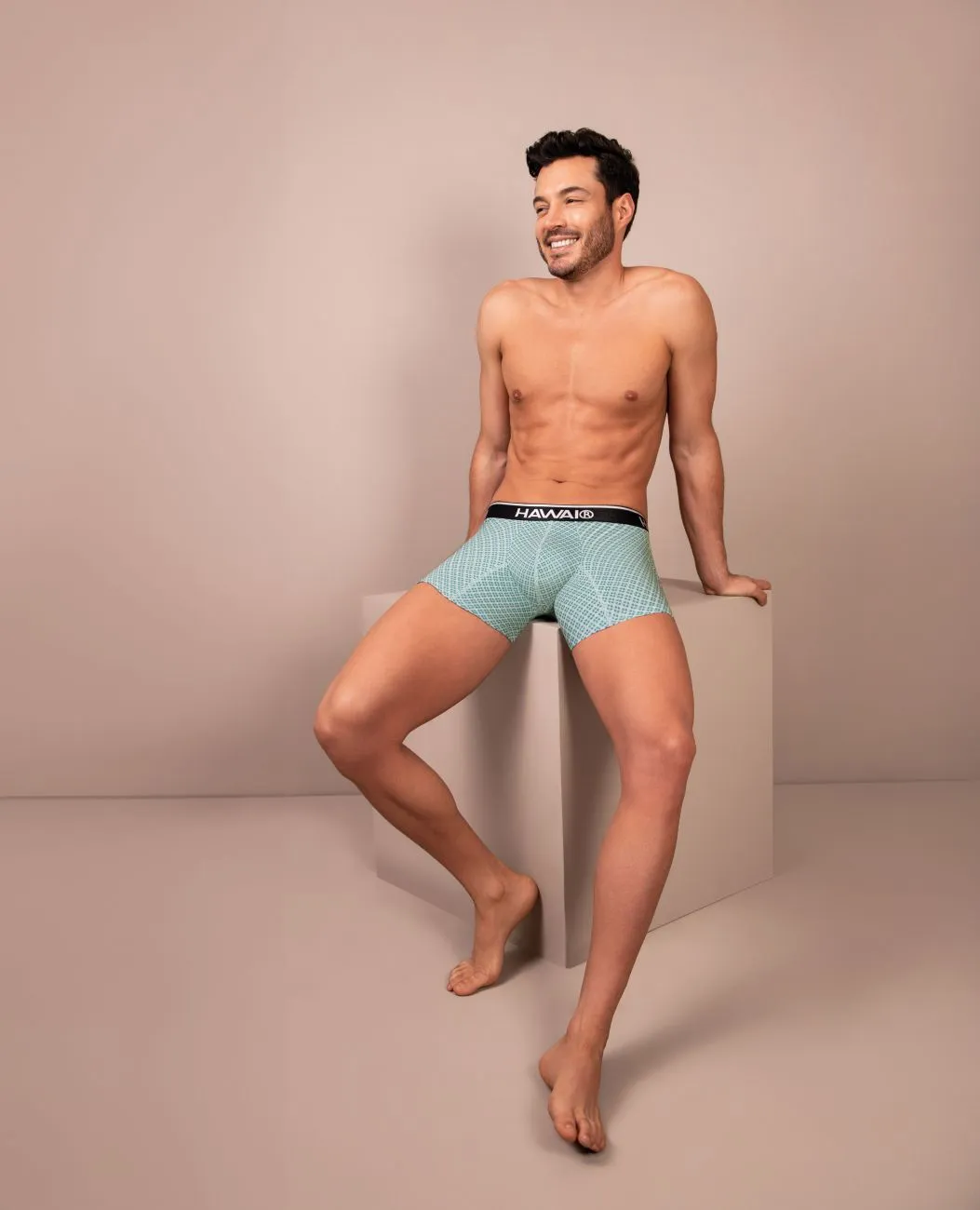 Clothing_Hawair_Mens Underwear HAWAI 42421 Printed Trunks Color Green