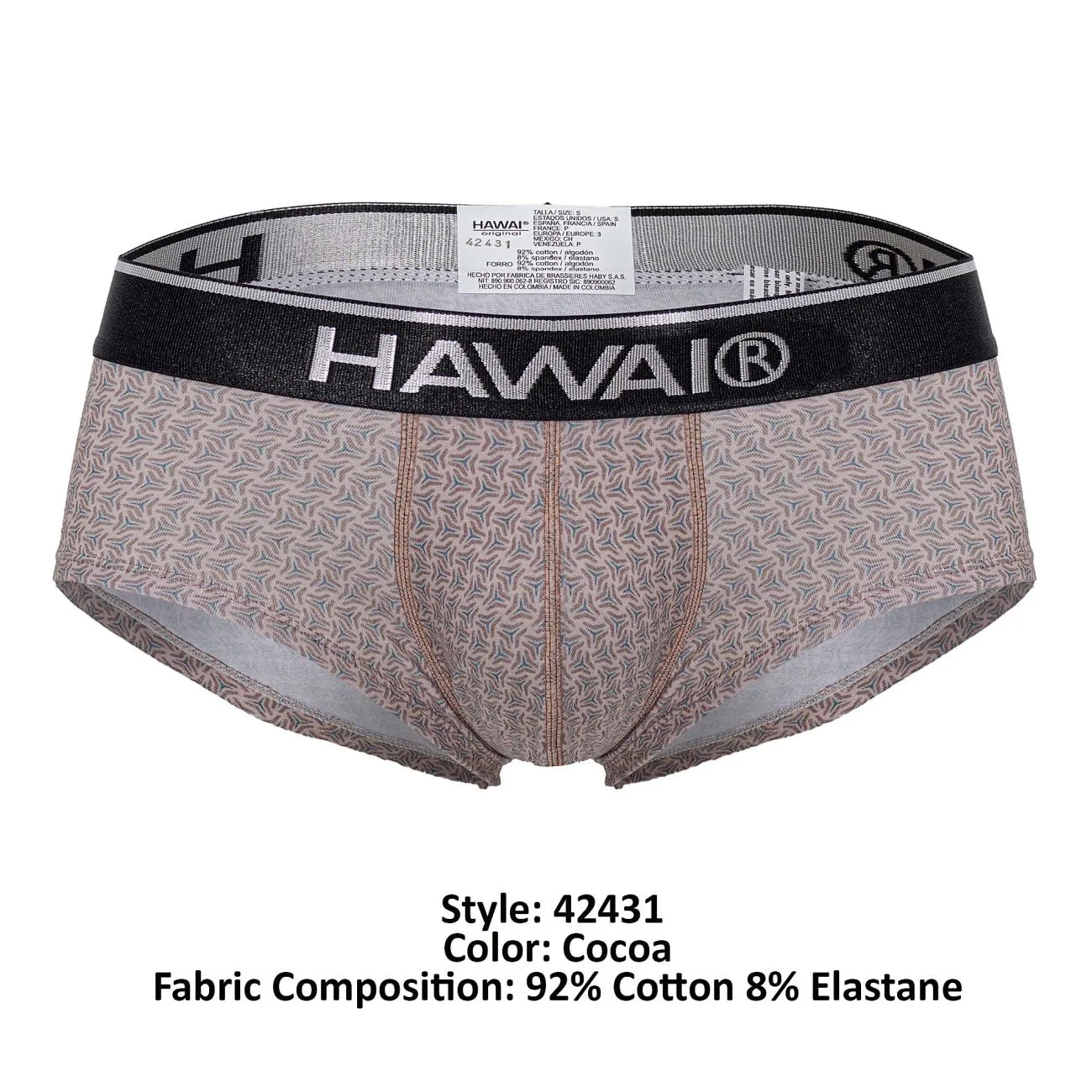 Clothing_Hawair_Mens Underwear HAWAI 42431 Printed Briefs Color Cocoa
