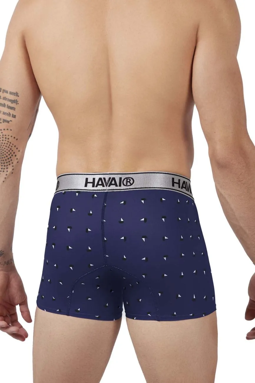 Clothing_Hawair_Mens Underwear HAWAIR 42470 Printed Microfiber Trunks Color Blue