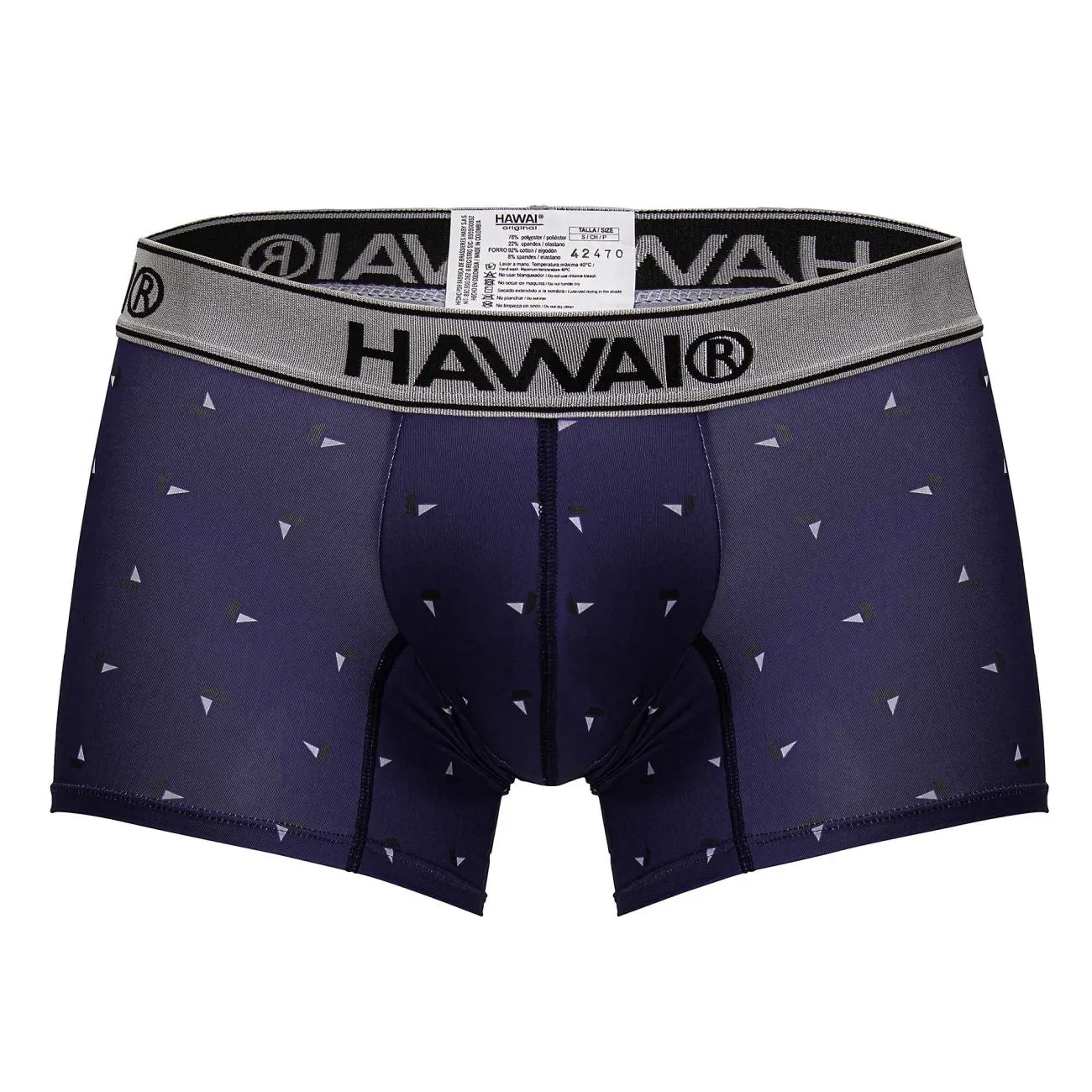 Clothing_Hawair_Mens Underwear HAWAIR 42470 Printed Microfiber Trunks Color Blue
