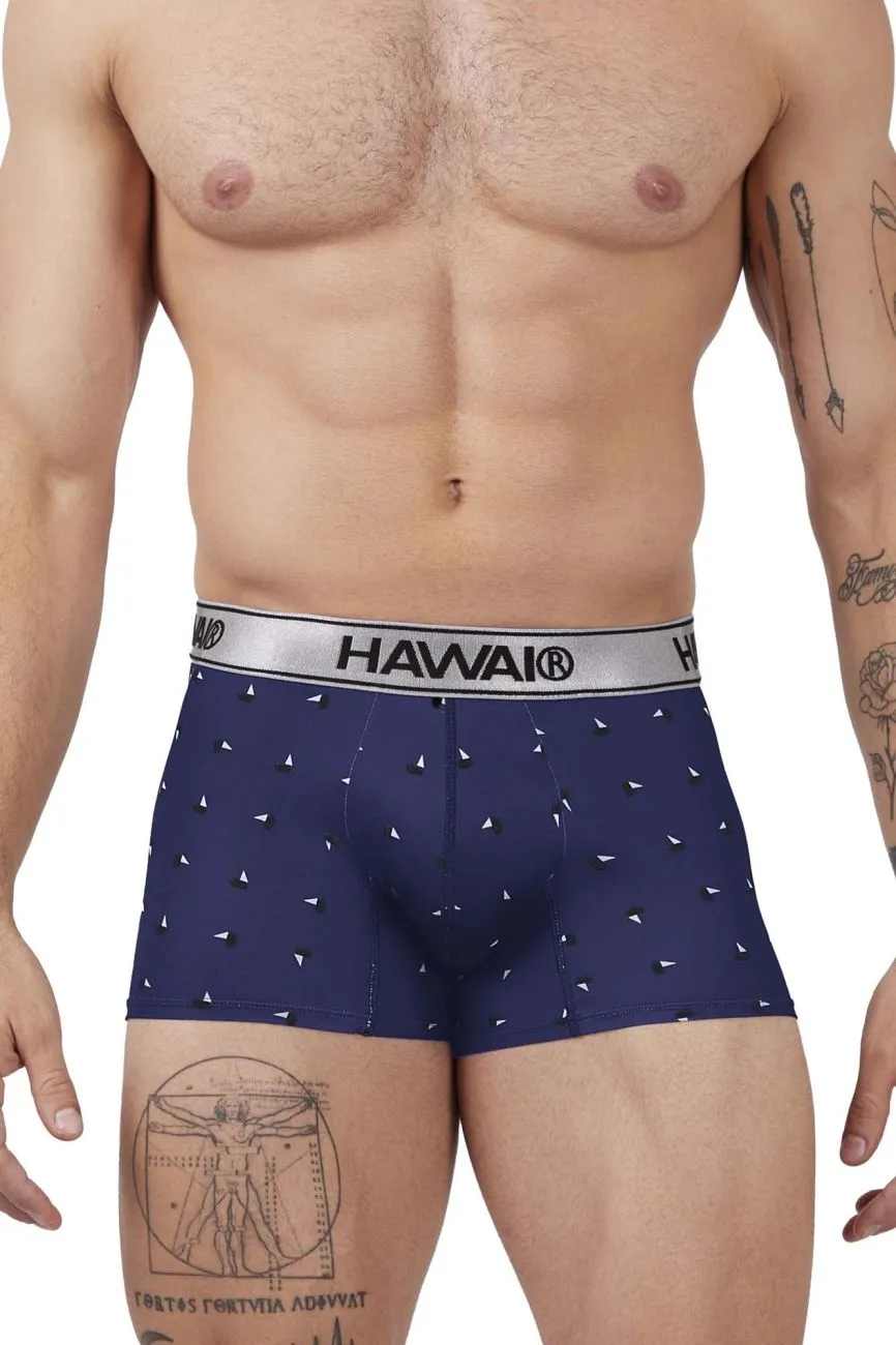 Clothing_Hawair_Mens Underwear HAWAIR 42470 Printed Microfiber Trunks Color Blue