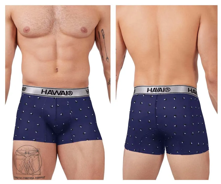 Clothing_Hawair_Mens Underwear HAWAIR 42470 Printed Microfiber Trunks Color Blue