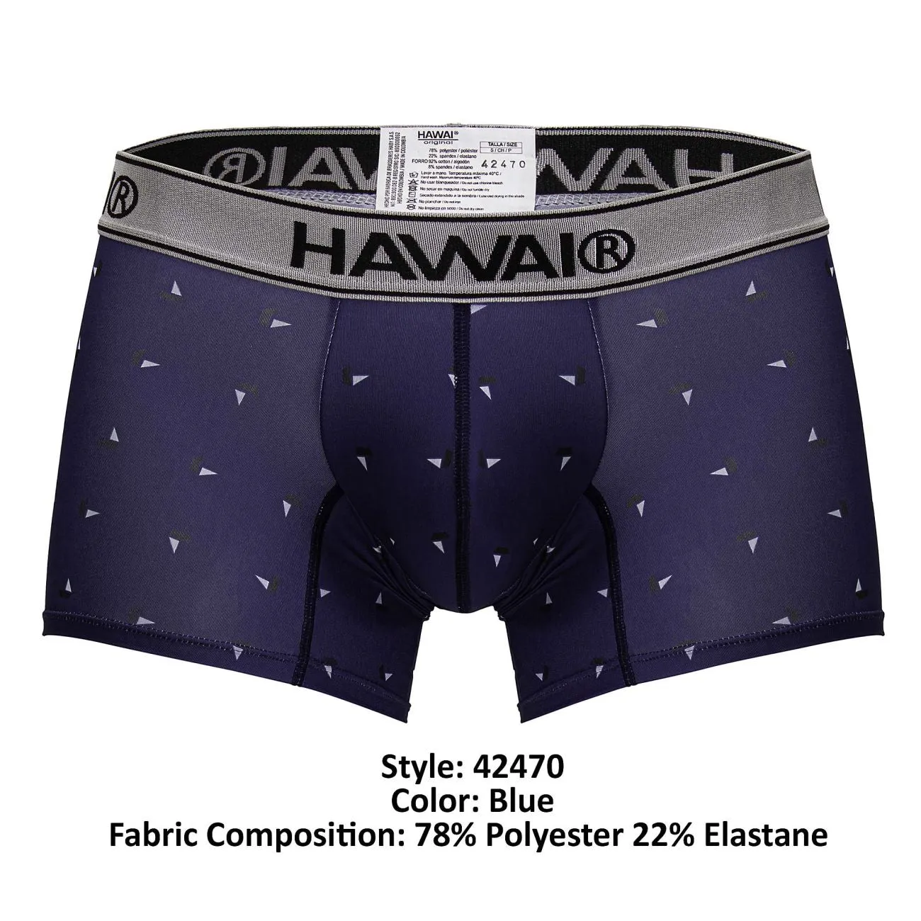 Clothing_Hawair_Mens Underwear HAWAIR 42470 Printed Microfiber Trunks Color Blue