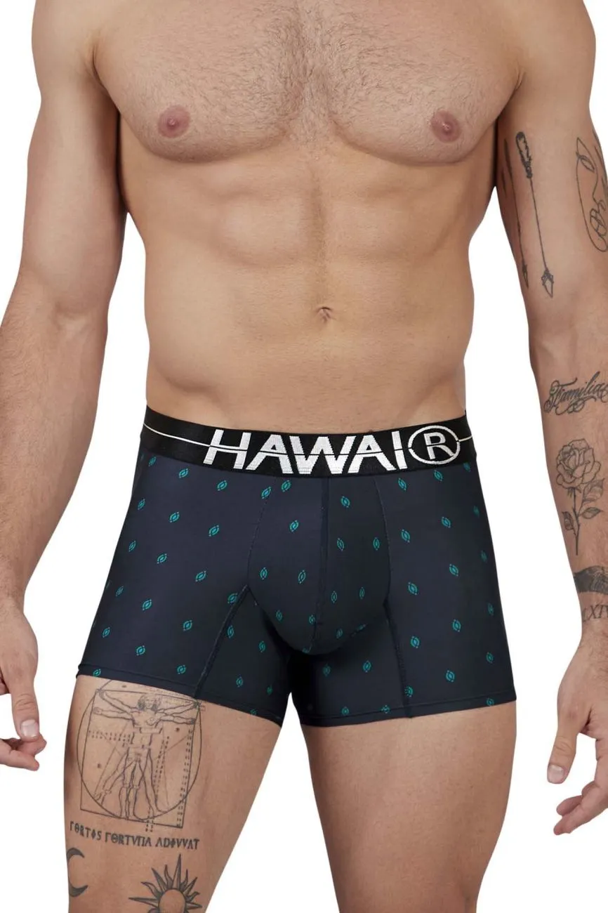 Clothing_Hawair_Mens Underwear HAWAIR 42520 Printed Microfiber Trunks Color Dark Blue
