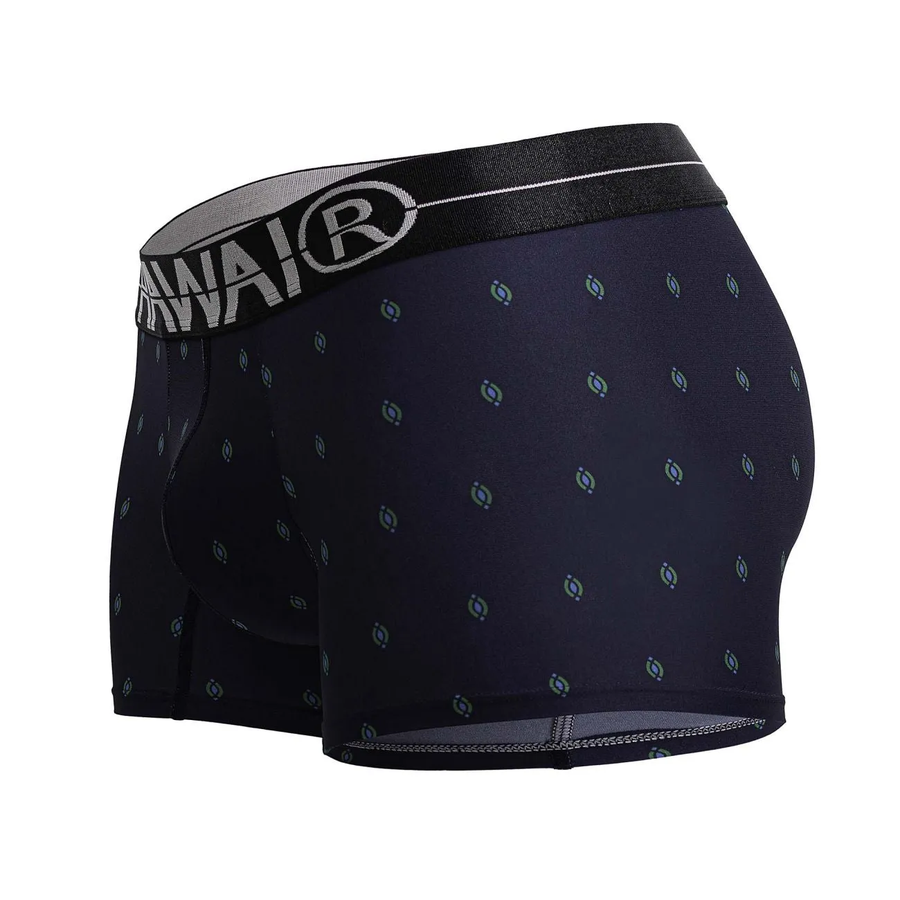 Clothing_Hawair_Mens Underwear HAWAIR 42520 Printed Microfiber Trunks Color Dark Blue