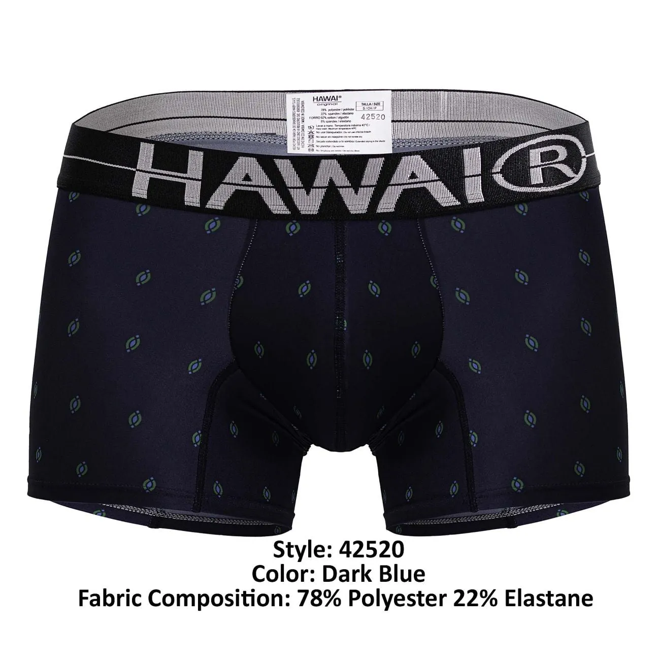 Clothing_Hawair_Mens Underwear HAWAIR 42520 Printed Microfiber Trunks Color Dark Blue