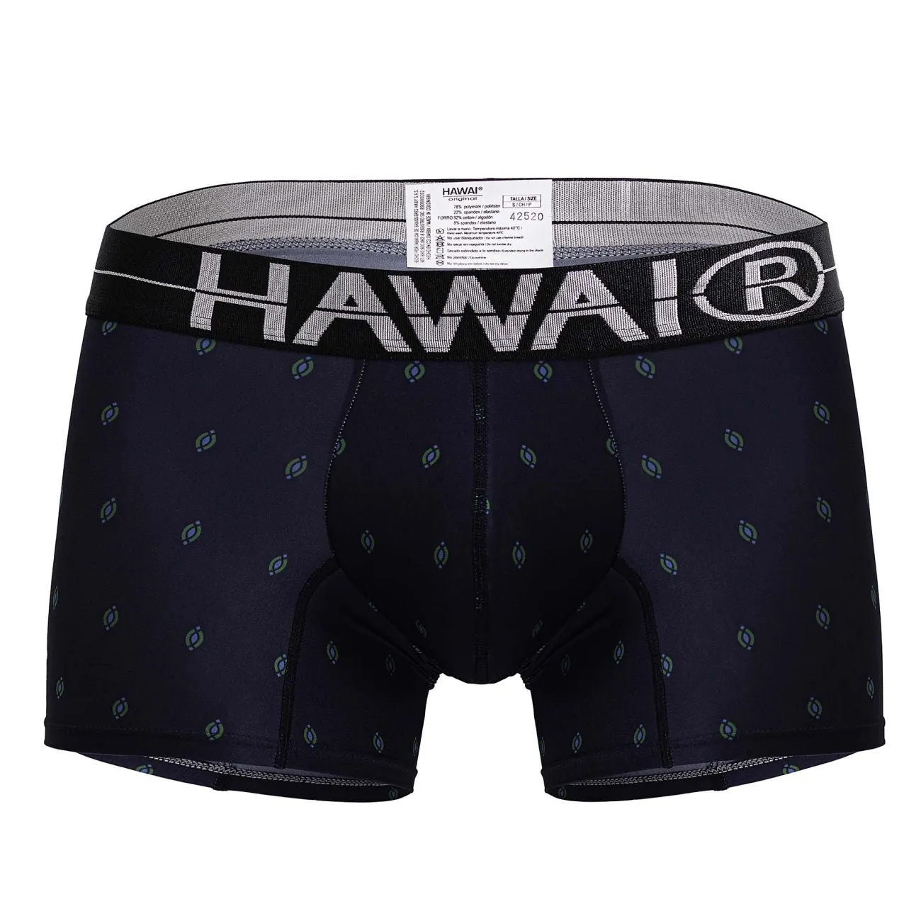 Clothing_Hawair_Mens Underwear HAWAIR 42520 Printed Microfiber Trunks Color Dark Blue