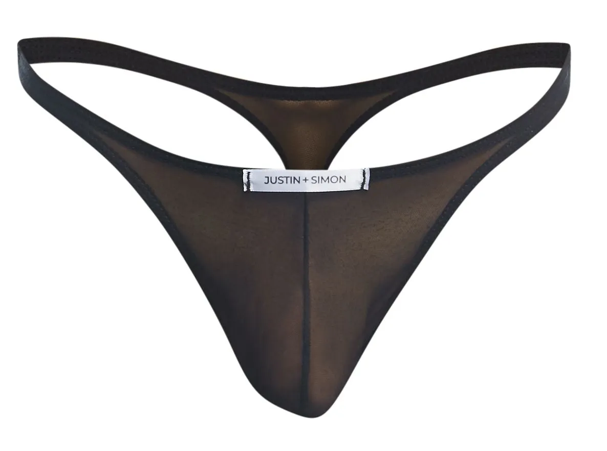 Clothing_Justin   Simon_Mens Underwear JUSTIN SIMON XSJ03 Classic Thongs Color Black Mesh