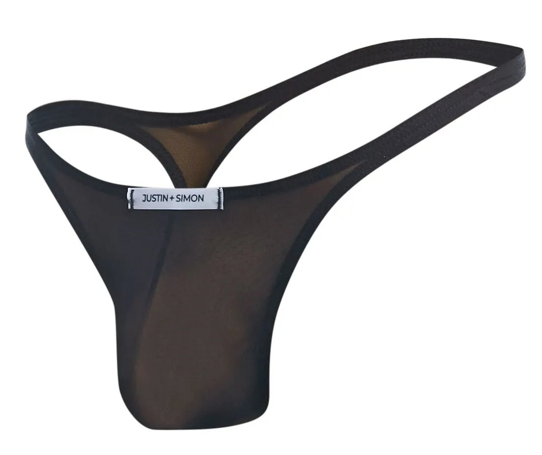 Clothing_Justin   Simon_Mens Underwear JUSTIN SIMON XSJ03 Classic Thongs Color Black Mesh