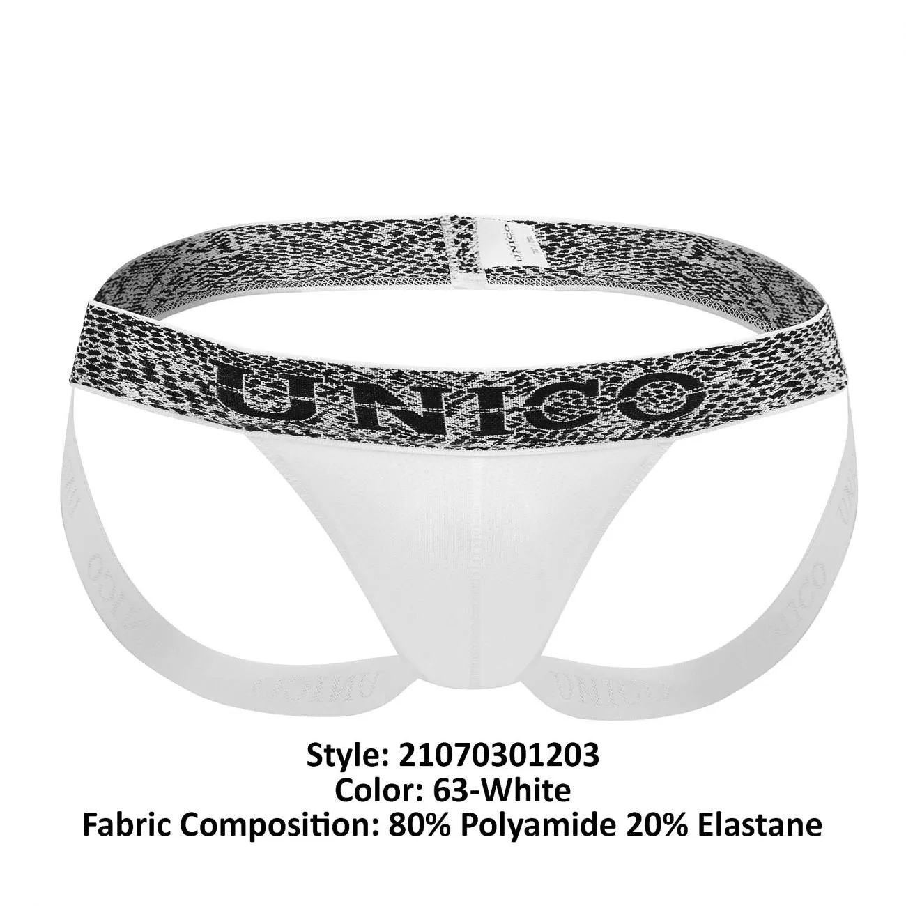 Clothing_Mundo Unico_Mens Underwear Unico 21070301203 Felt Jockstrap Color 63-White