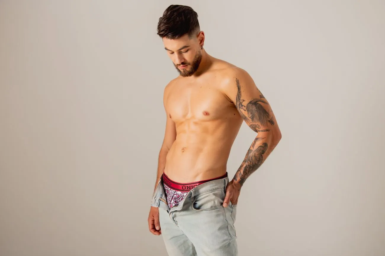Clothing_Mundo Unico_Mens Underwear Unico 24010100103 Dechado Trunks Color 89-Red