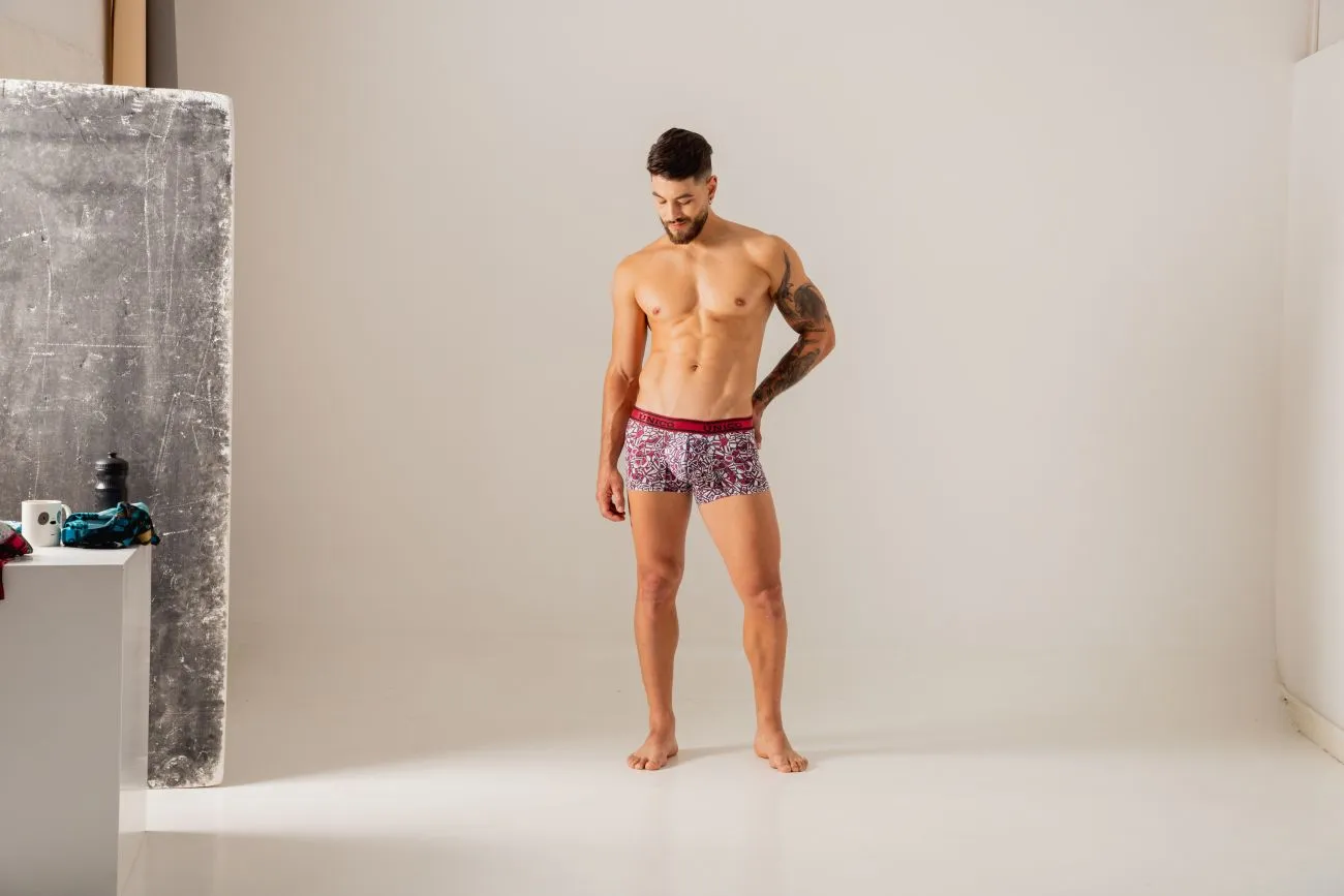 Clothing_Mundo Unico_Mens Underwear Unico 24010100103 Dechado Trunks Color 89-Red