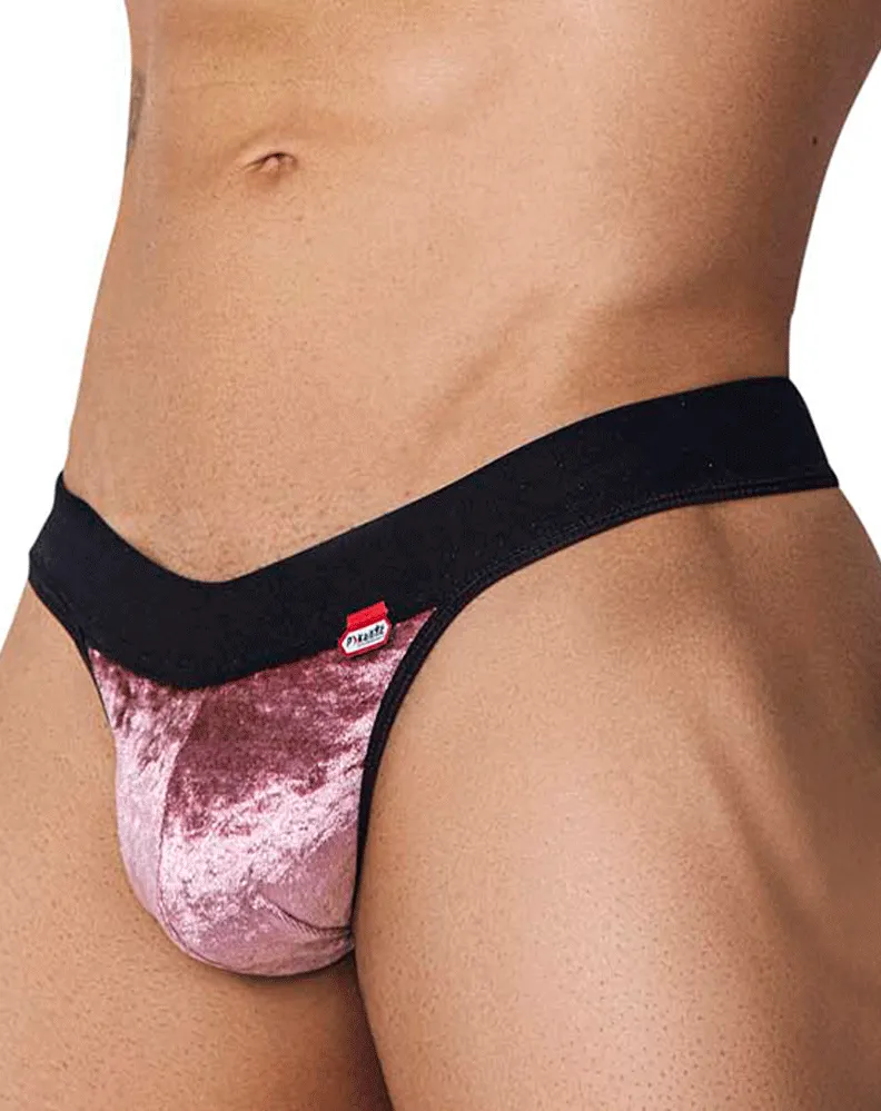 Clothing_Pikante_Mens Underwear Pikante 1099 Clandestine Velvet Thongs Pink