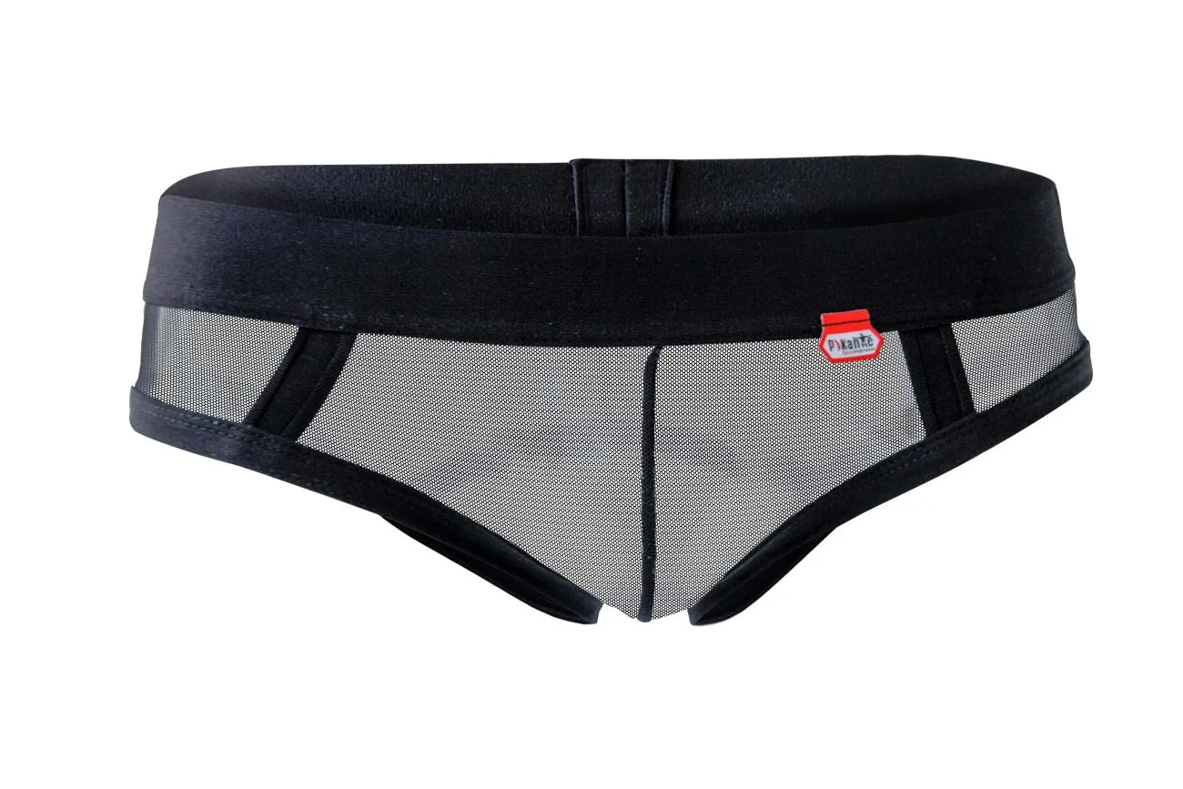 Clothing_Pikante_Mens Underwear Pikante PIK 1091 Burly Mesh Briefs Color Black
