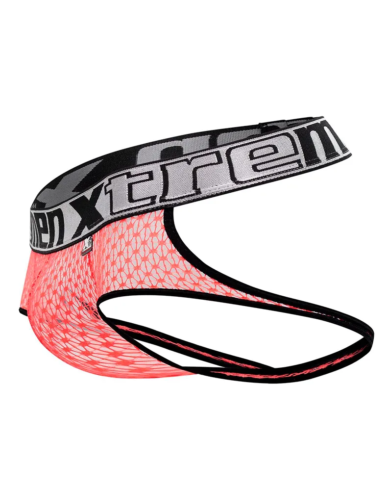 Clothing_Xtremen_Mens Underwear Xtremen 91119 Seductive Lace Jockstrap Coral