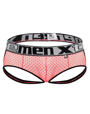 Clothing_Xtremen_Mens Underwear Xtremen 91119 Seductive Lace Jockstrap Coral
