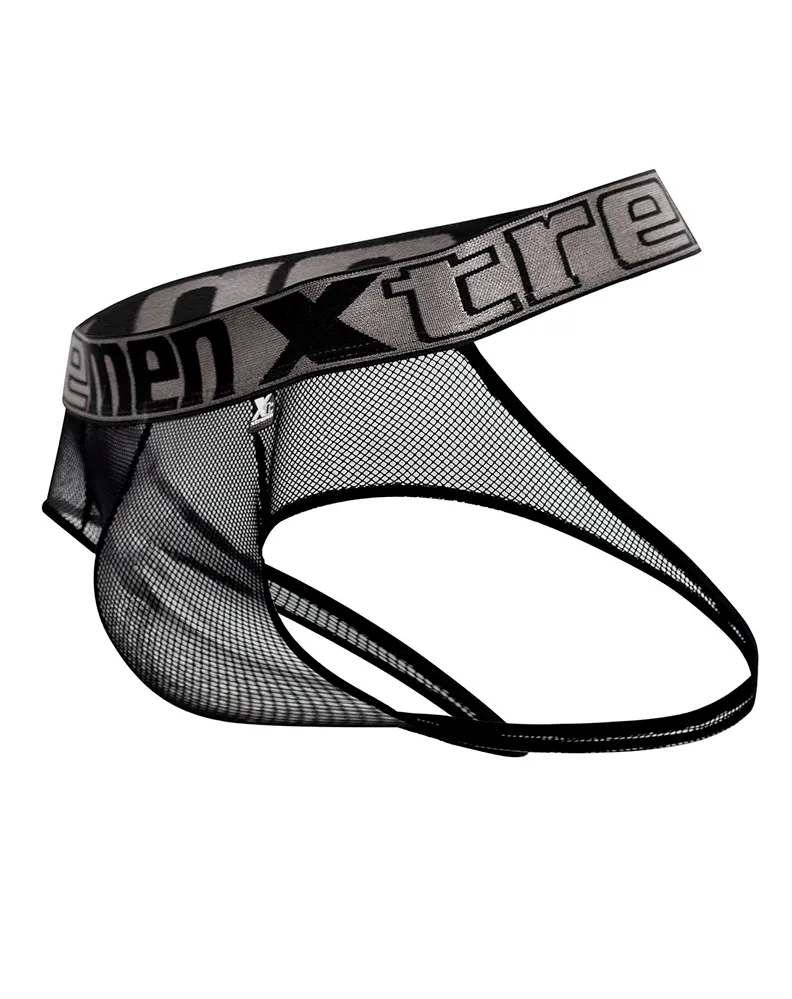 Clothing_Xtremen_Mens Underwear Xtremen 91124 Revealing Lace Jocks Black