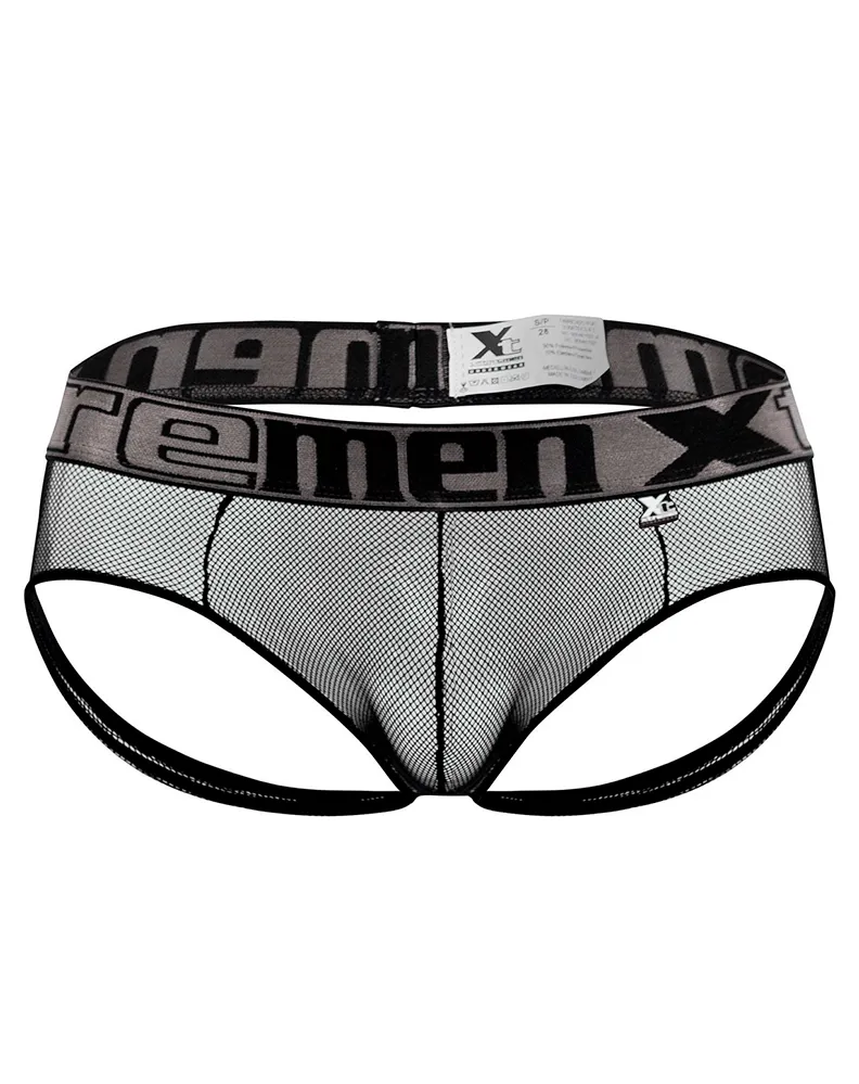 Clothing_Xtremen_Mens Underwear Xtremen 91124 Revealing Lace Jocks Black