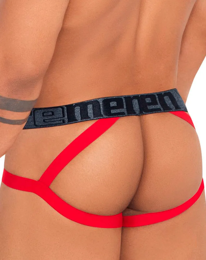 Clothing_Xtremen_Mens Underwear Xtremen 91128 Snake Print Jockstrap Red