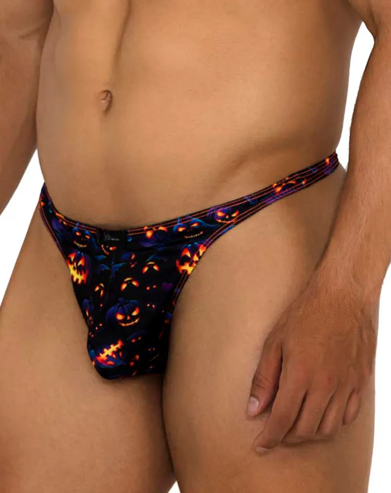Clothing_Xtremen_Mens Underwear Xtremen 91194 Printed Thongs Pumpkins