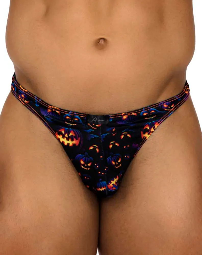 Clothing_Xtremen_Mens Underwear Xtremen 91194 Printed Thongs Pumpkins