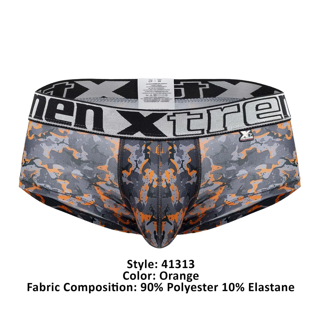 Clothing_Xtremen_Underwear Xtremen 41313 Printed Briefs Color Orange