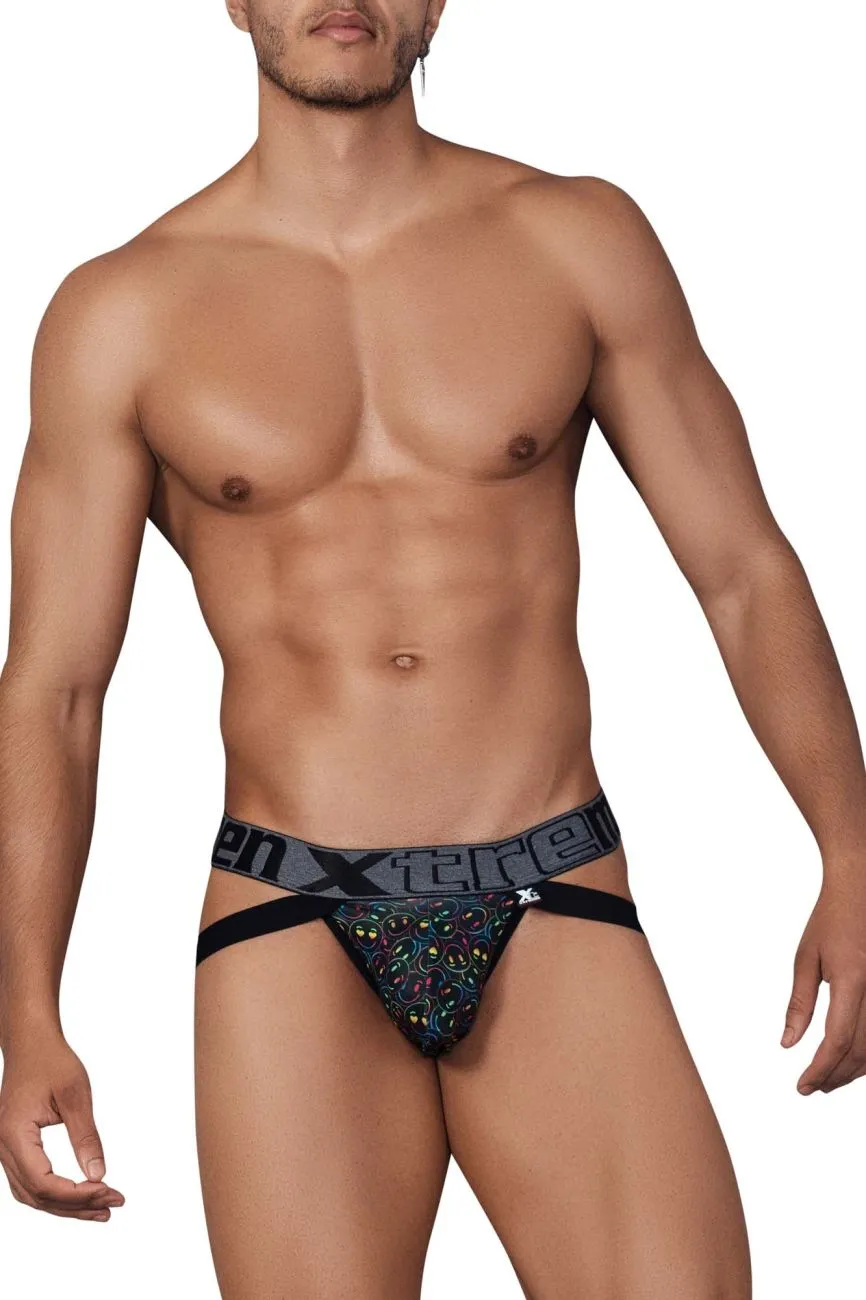 Clothing_Xtremen_Underwear Xtremen 91148 Printed Microfiber Jockstrap Color Smiley Face