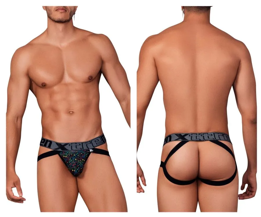 Clothing_Xtremen_Underwear Xtremen 91148 Printed Microfiber Jockstrap Color Smiley Face