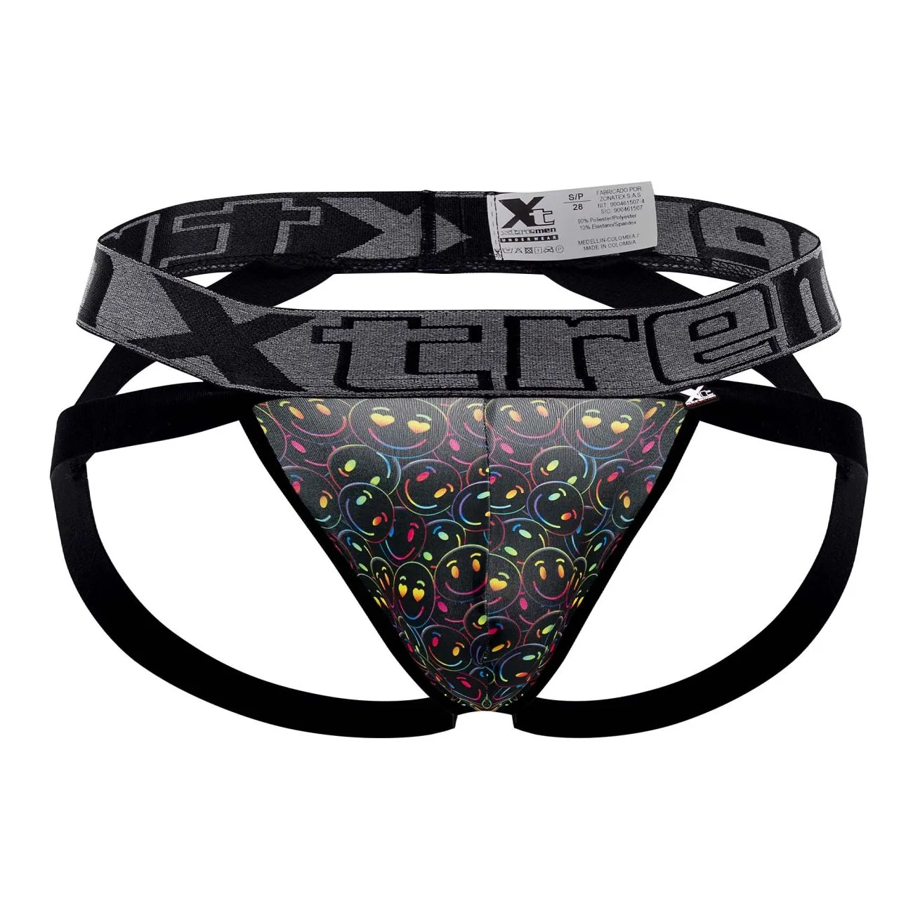 Clothing_Xtremen_Underwear Xtremen 91148 Printed Microfiber Jockstrap Color Smiley Face