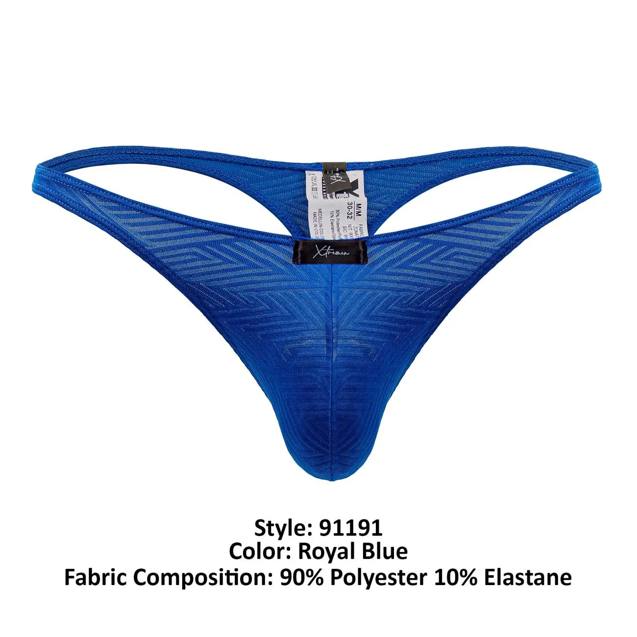 Clothing_Xtremen_Underwear Xtremen 91191 Jacquard Thongs Color Royal Blue