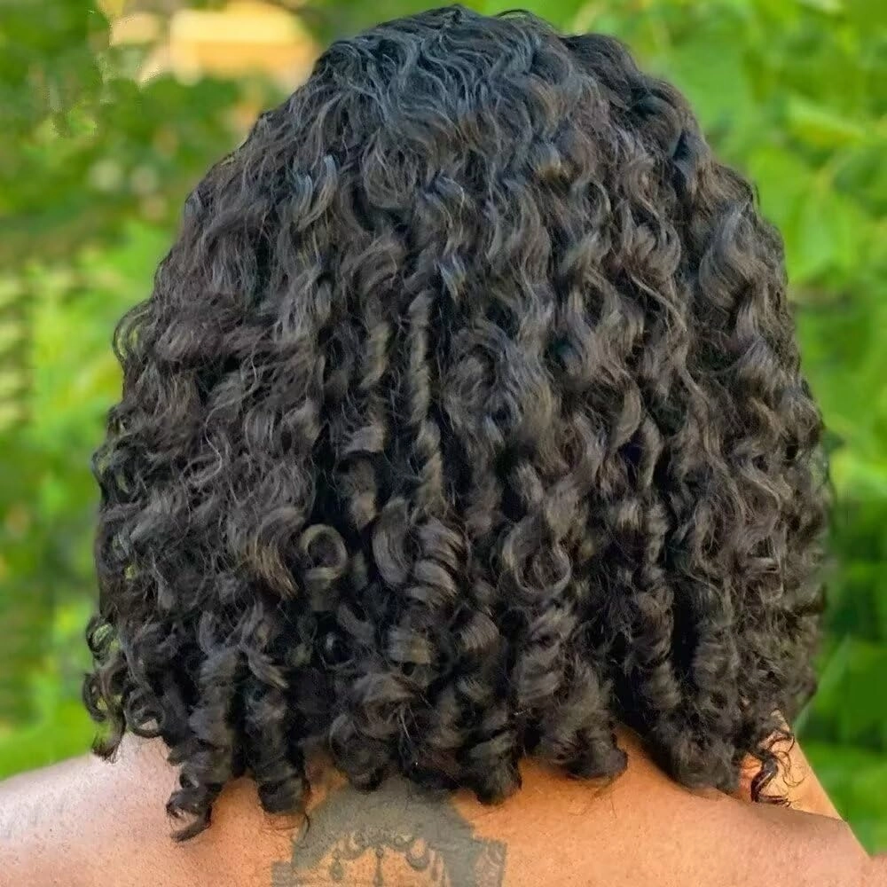 Curly Baby Hair 13x6 Natural 4C Edge Skin Melt Lace Frontal Wig Coily Curly Bob