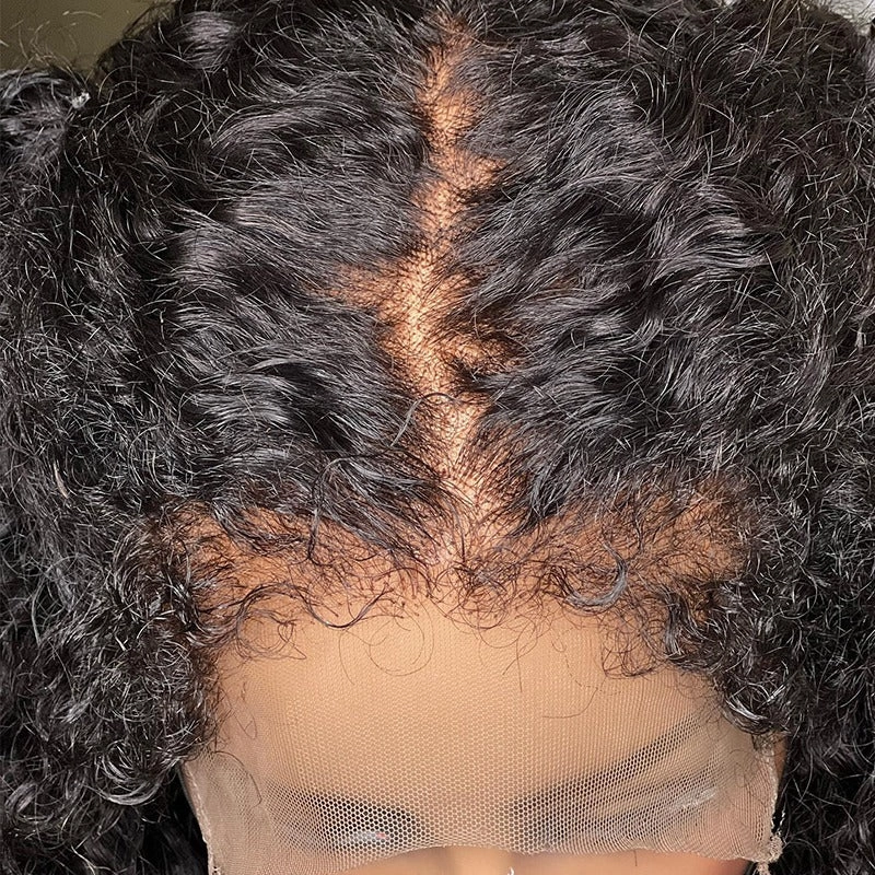 Curly Baby Hair 13x6 Natural 4C Edge Skin Melt Lace Frontal Wig Coily Curly Bob