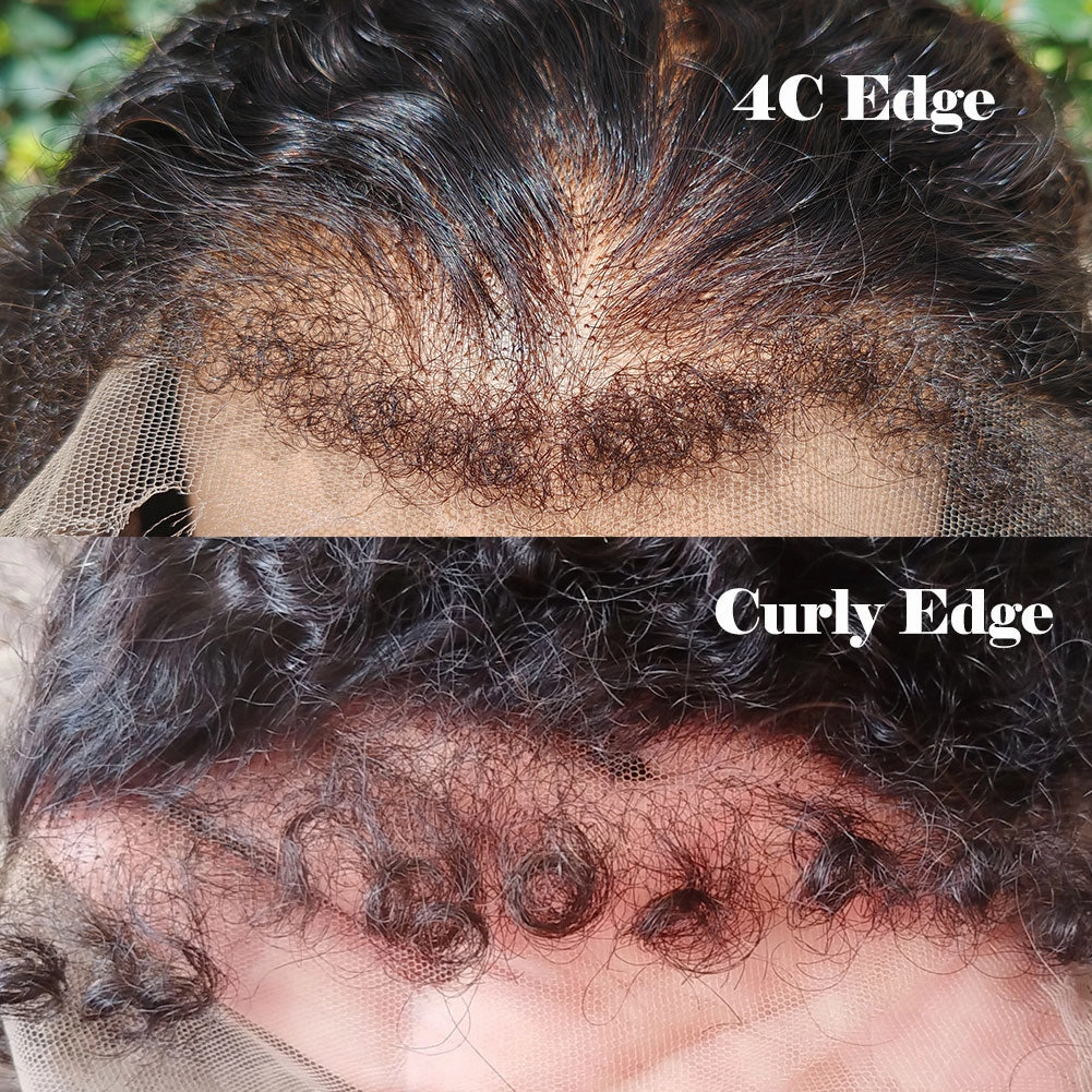 Curly Baby Hair 13x6 Natural 4C Edge Skin Melt Lace Frontal Wig Coily Curly Bob