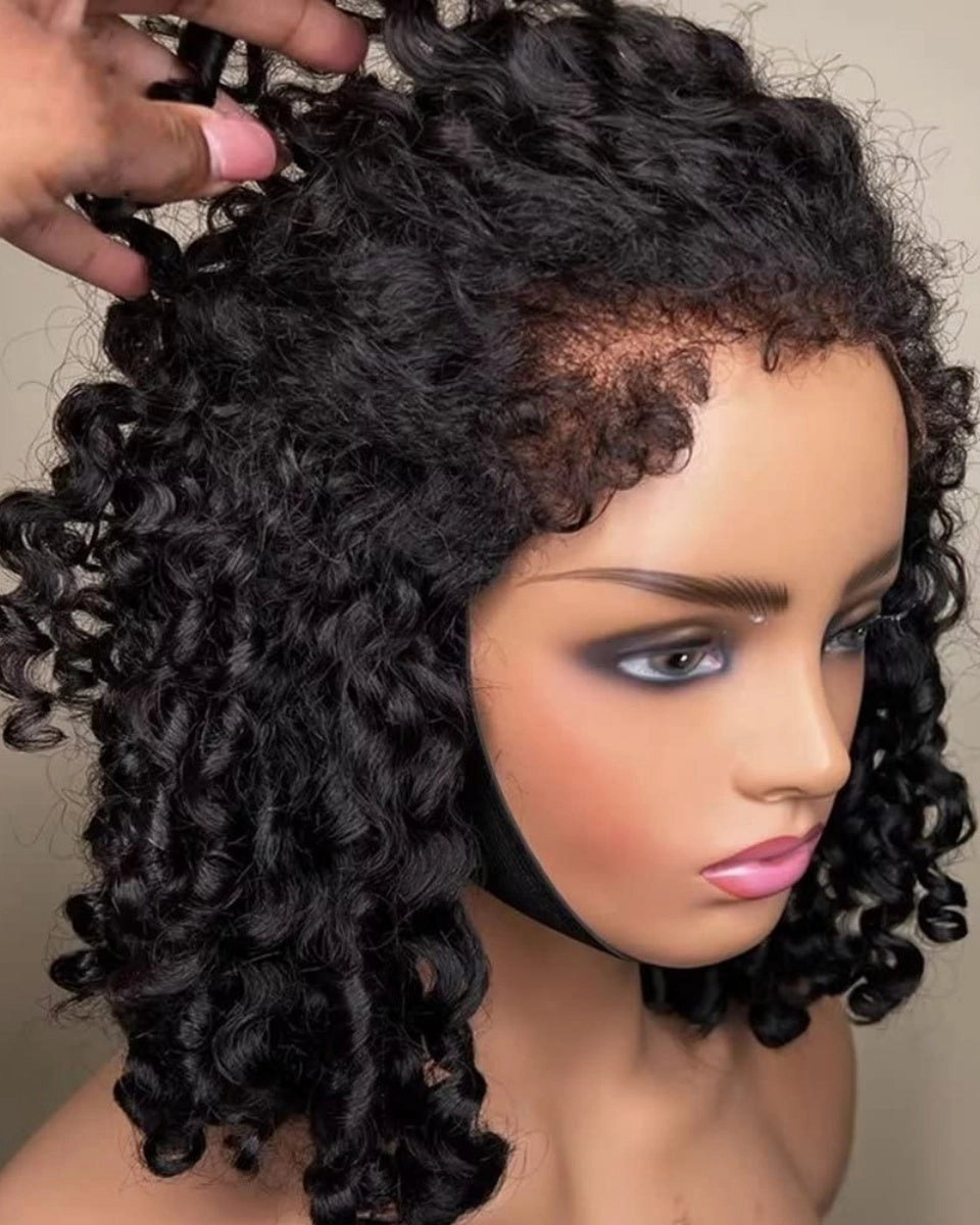 Curly Baby Hair 13x6 Natural 4C Edge Skin Melt Lace Frontal Wig Coily Curly Bob