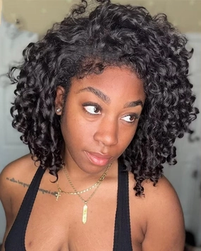 Curly Baby Hair 13x6 Natural 4C Edge Skin Melt Lace Frontal Wig Coily Curly Bob