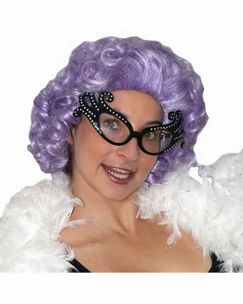 Dame Edna Deluxe Curly Purple Wig