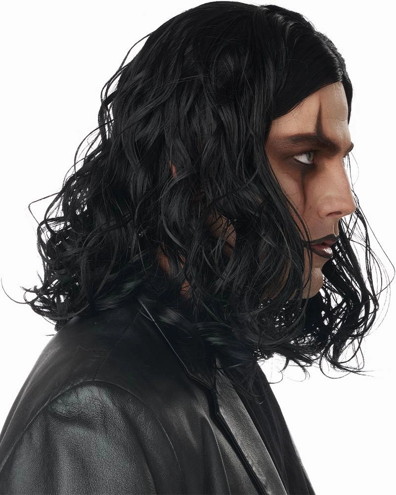 Dark Avenger Curly Long Black Wig