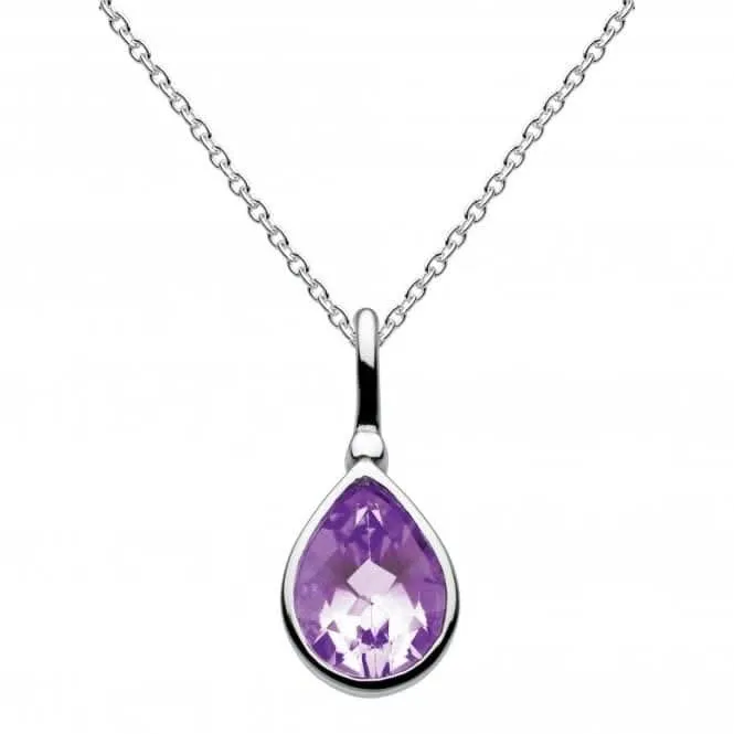 Dew Sterling Silver Amethyst Tear Drop Pendant 9018AM Dew Jewellery