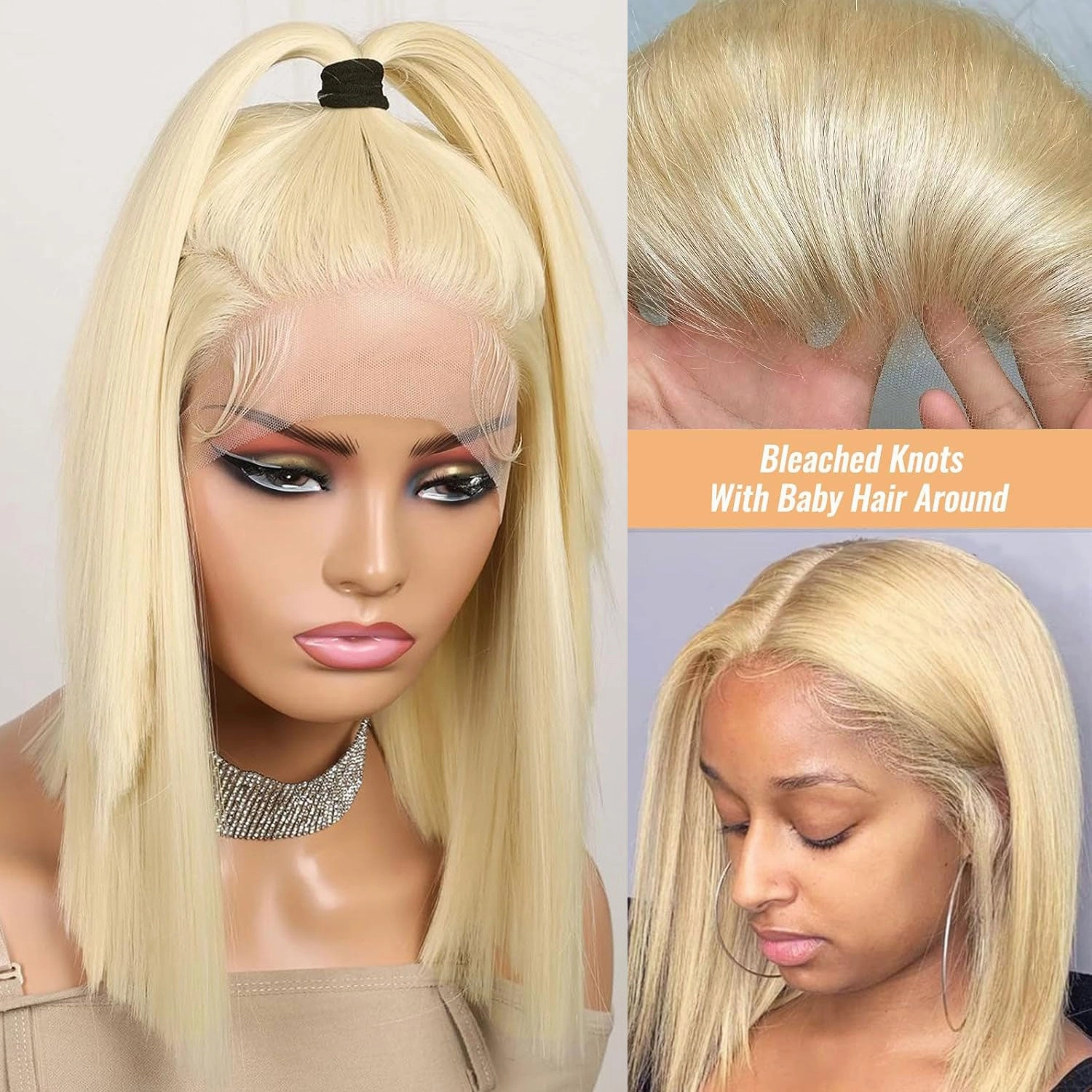 Diana | 13x4 Preplucked 613 Blonde Human Hair BOB Lace Wig | Silky Straight