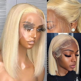 Diana | 13x4 Preplucked 613 Blonde Human Hair BOB Lace Wig | Silky Straight
