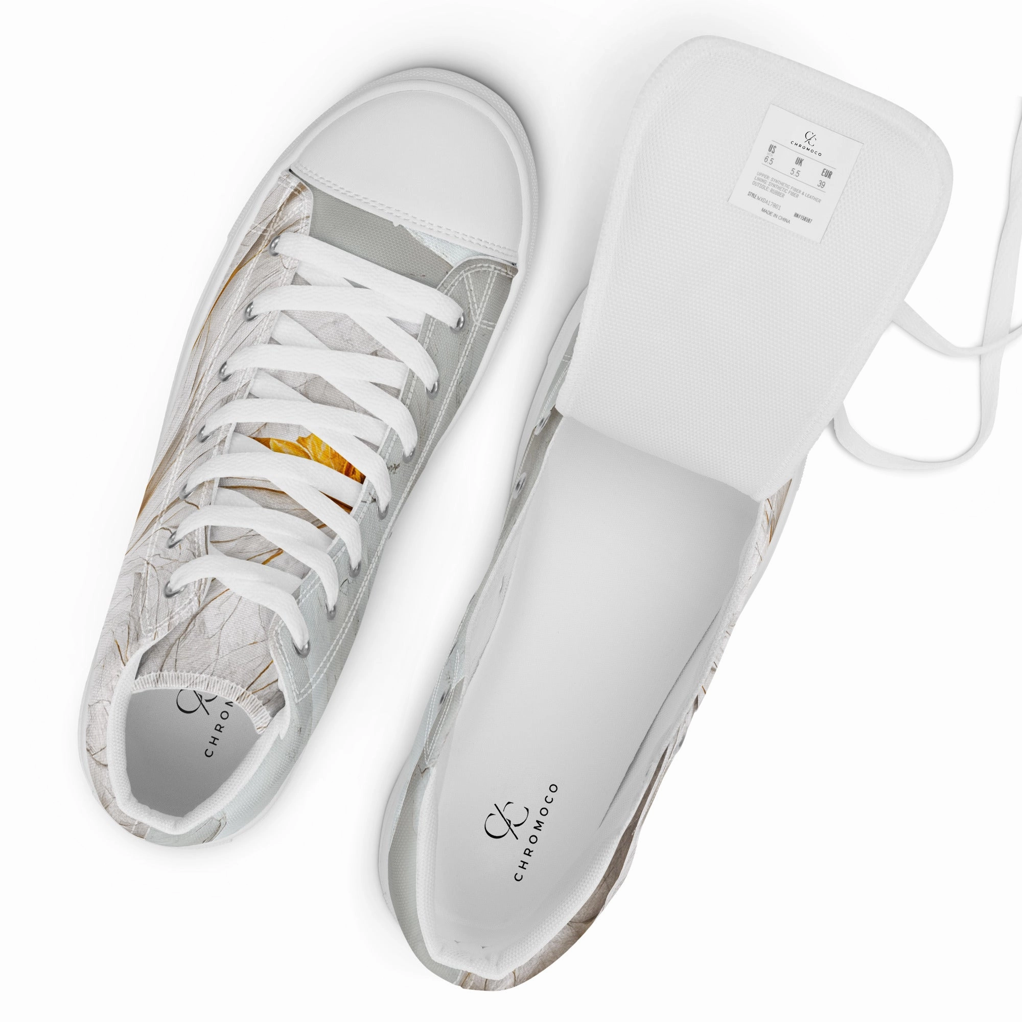 Elevate Your Style with Gold Floral Women's High Top Shoes - Order Now!