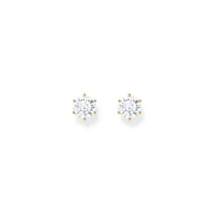 Essentials Sterling Silver Sparkling Gold Plated White Zirconia Earrings H2300-414-14 Thomas Sabo Earrings