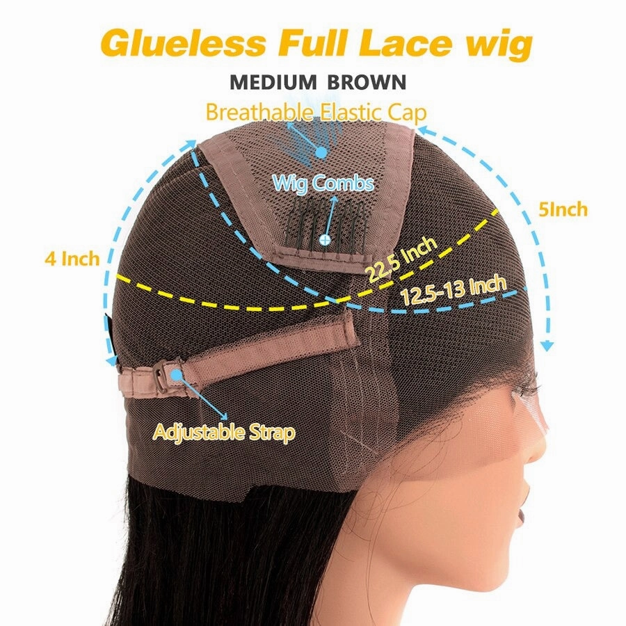 Full Lace Fake Scalp Free Parting Preplucked Human Hair Ombre Brown Kinky Bob Wig